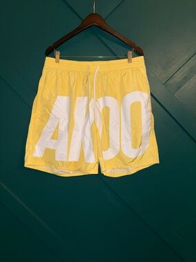 Akoo Yellow and Black Elastic Waist Swim Shorts